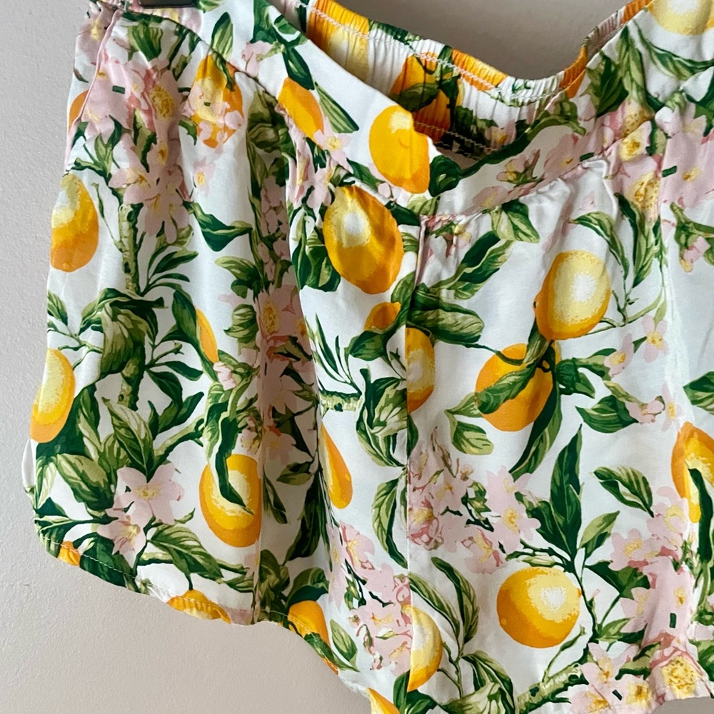 By Anthropologie Silky Patterned Pyjama Shorts Lemon Print NWT - Picture 6 of 8